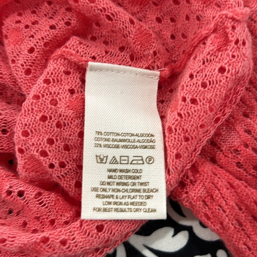 Free People Coral Red Openwork Knit Button-Front Cardigan - Picture 7 of 9